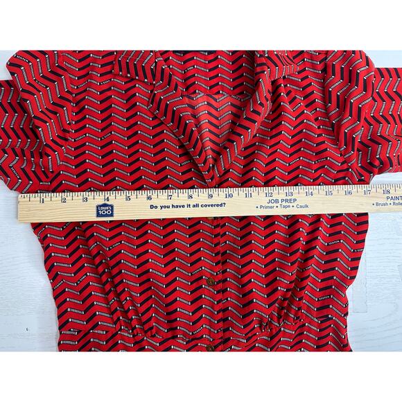 Scotch & Soda Allover Summer Shirtdress Red Black Chevron Knee Length Retro XS - Picture 11 of 11